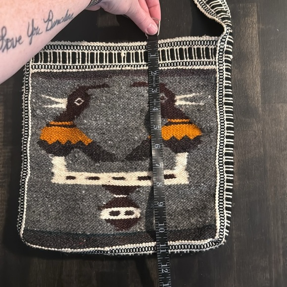 Guatemalan Blanket Crossbody Purse Zip Top Birds - Picture 4 of 5